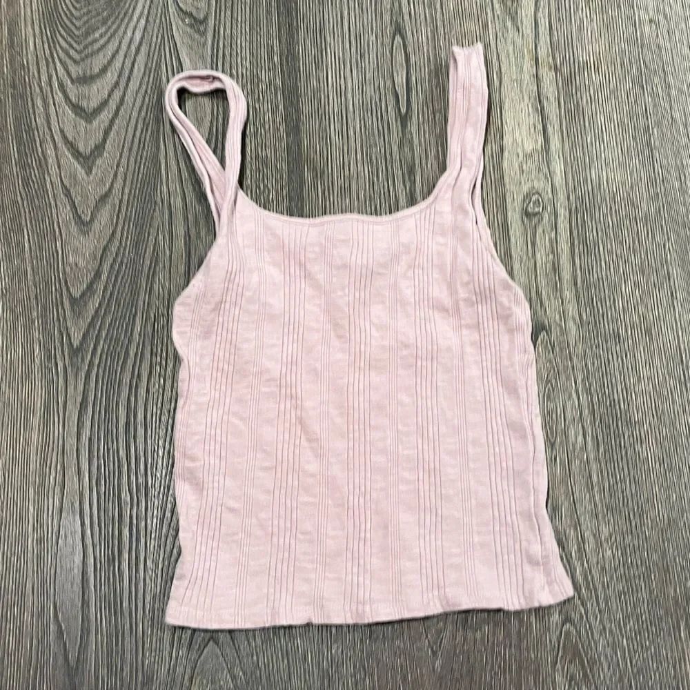 American Eagle Ribbed Tank Top Scoop Neck Stretch Pullover Cotton Blend Pink S